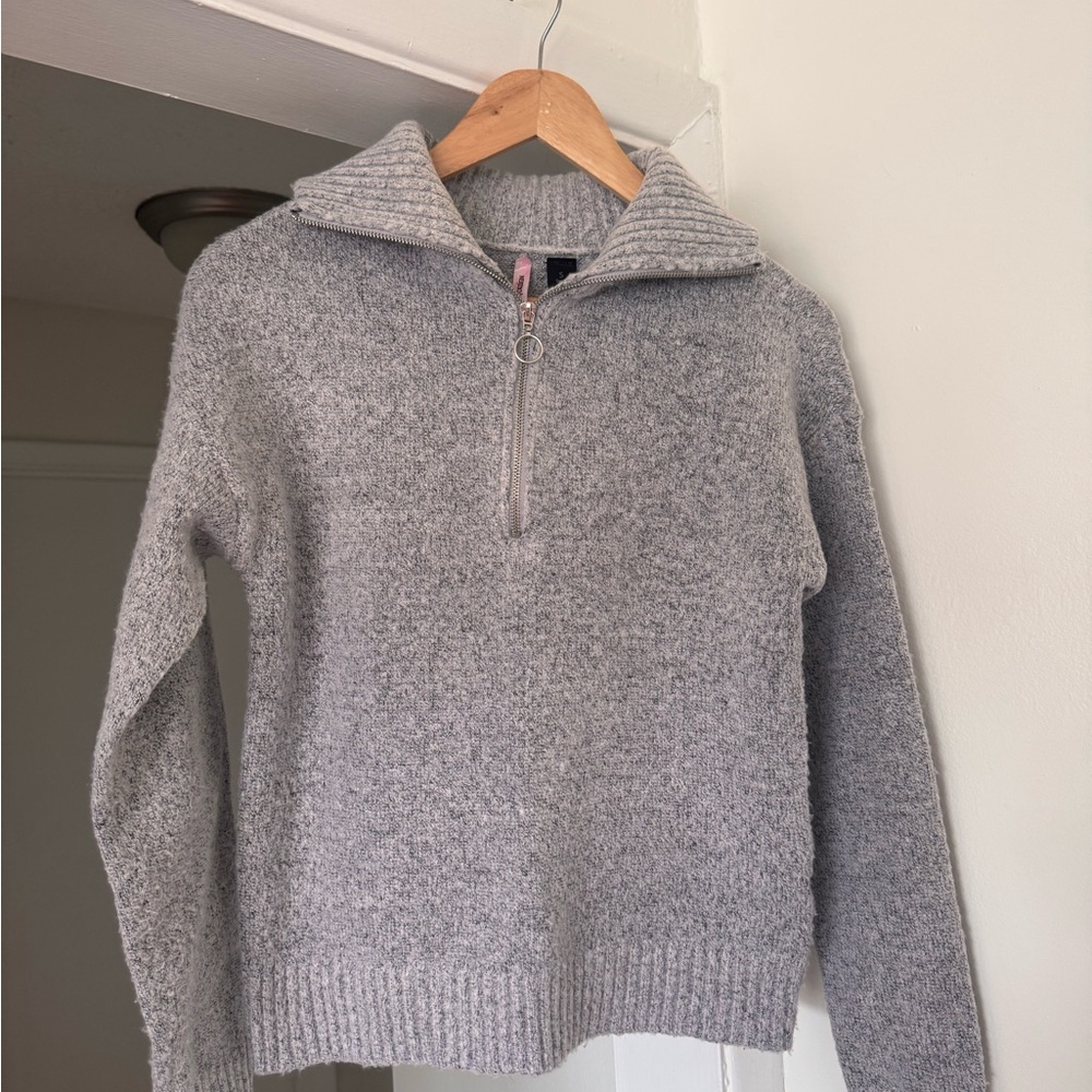 Love By Design Light Grey Half-Zip Sweater